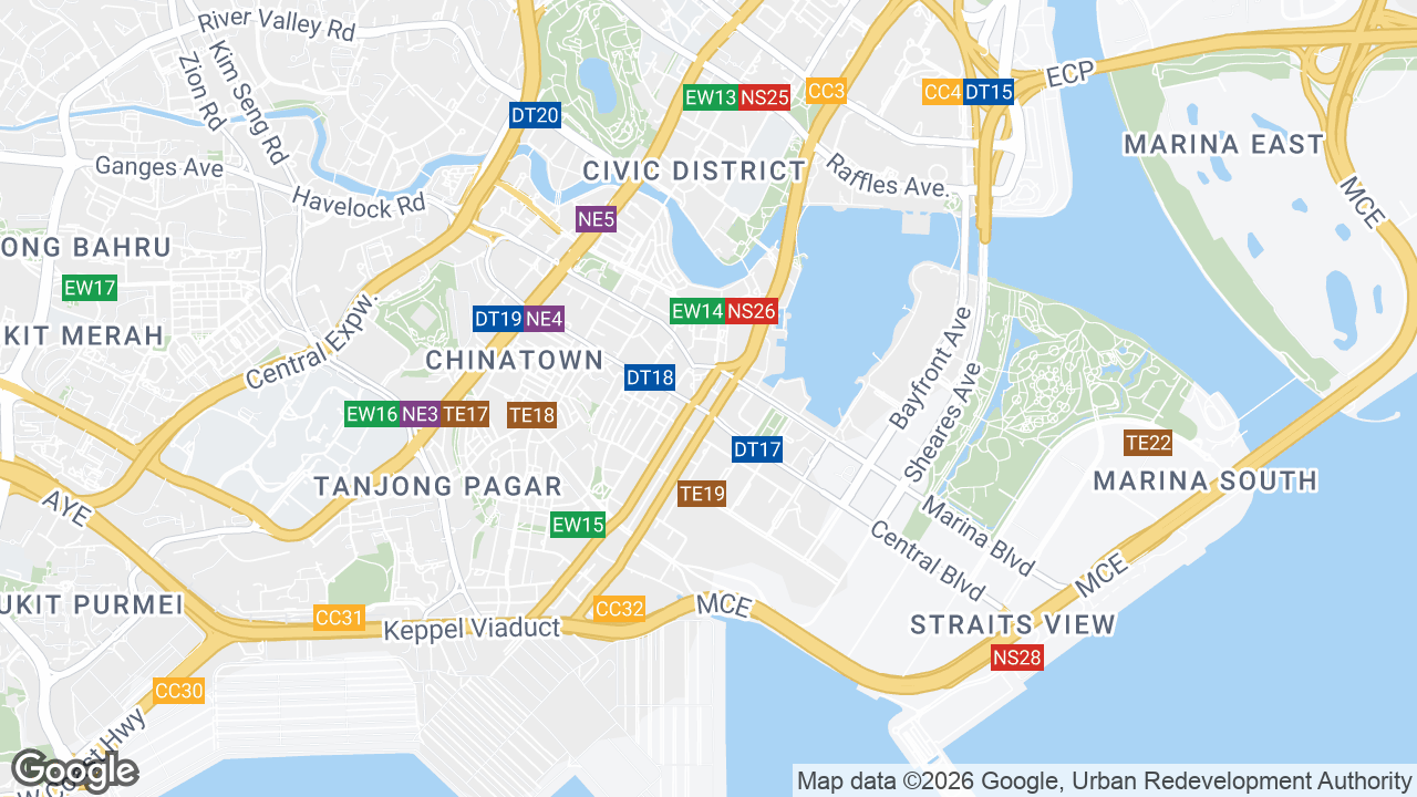 Map showing where Hong Leong Building, Marina Bay, Singapore is
