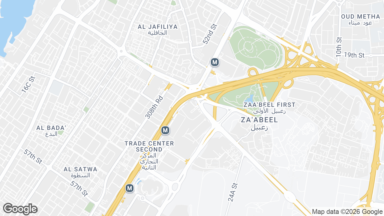 Map showing where Sheikh Rashid Tower, Sheikh Zayed Road & DWTC, Dubai is