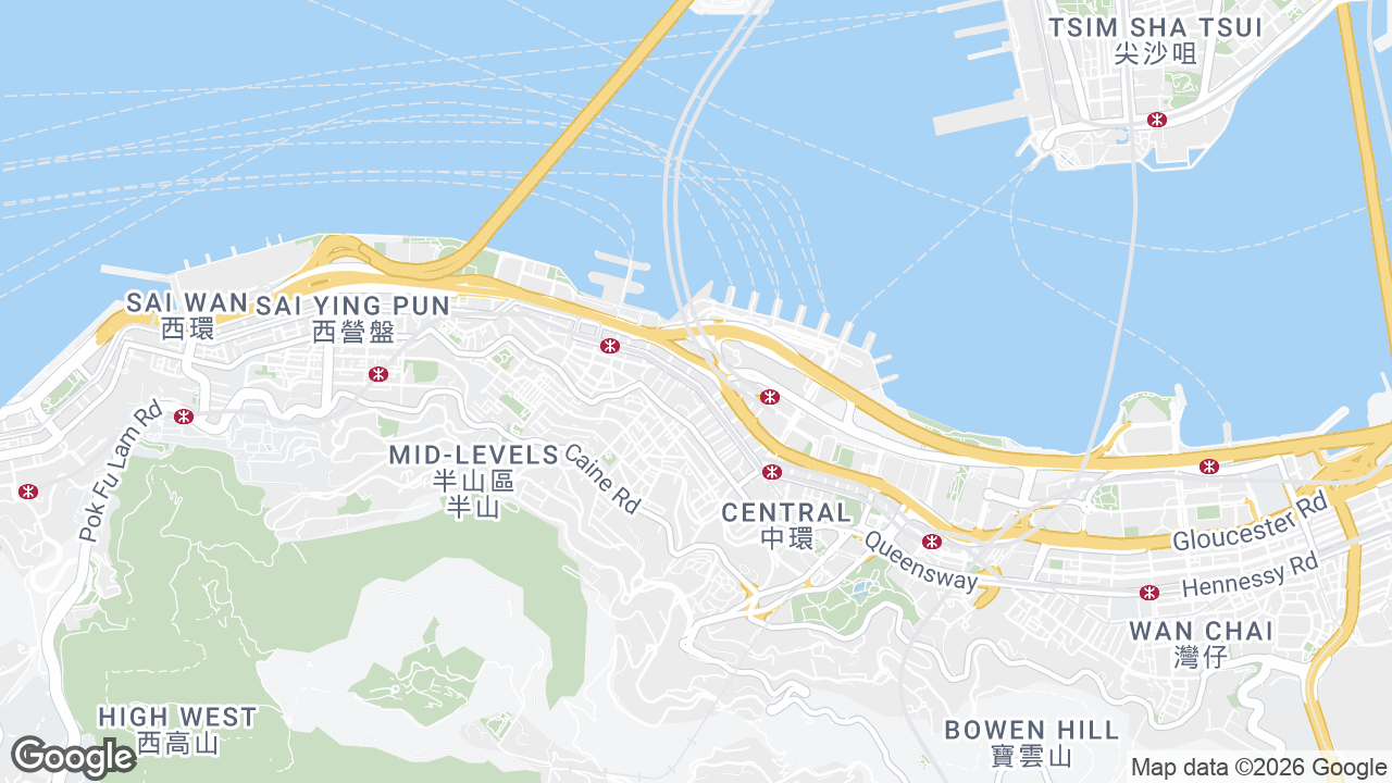 Map showing where The Voeux, Central, Hong Kong is