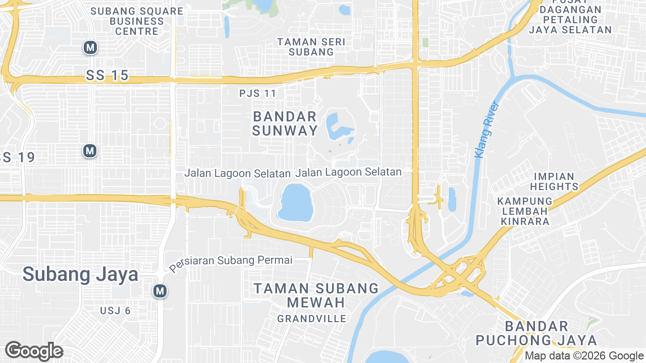 Map showing where Sunway Square, Petaling Jaya & Selangor, Kuala Lumpur is