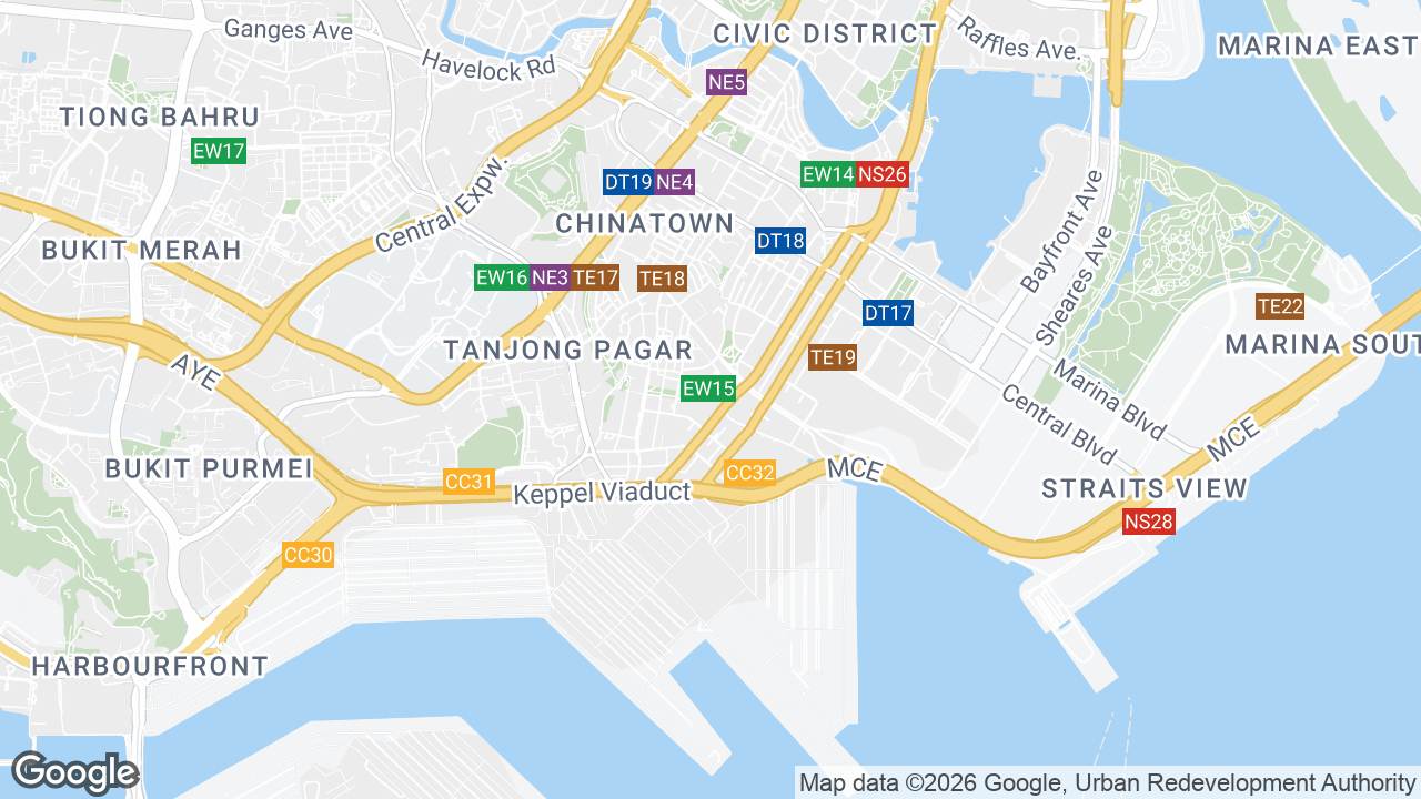 Map showing where International Plaza, Marina Bay, Singapore is