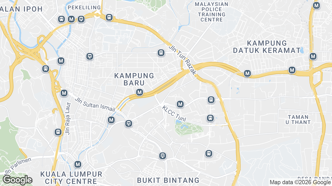 Map showing where Menara AmBank, KLCC & Jalan Sultan Ismail, Kuala Lumpur is