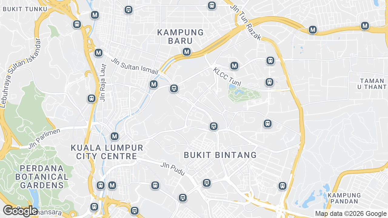 Map showing where Menara Hap Seng 3, KLCC & Jalan Sultan Ismail, Kuala Lumpur is