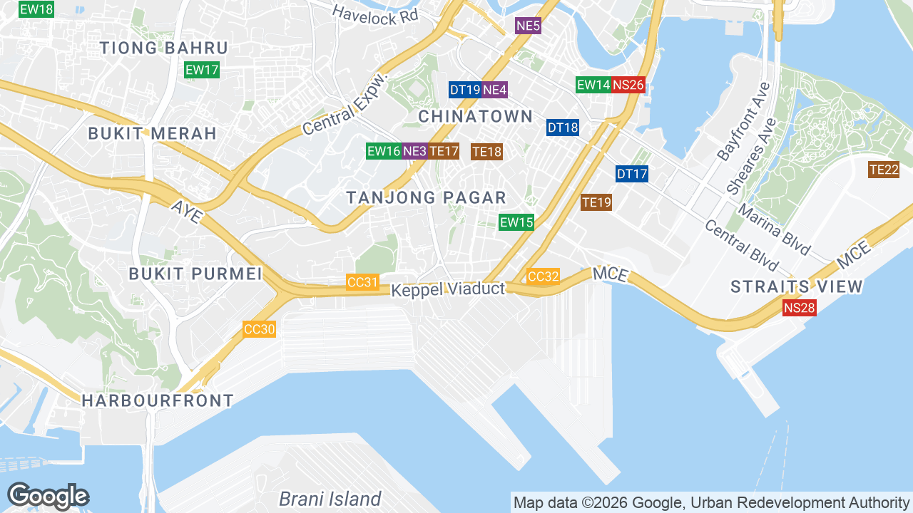 Map showing where Keppel South Central, Tanjong Pagar, Singapore is
