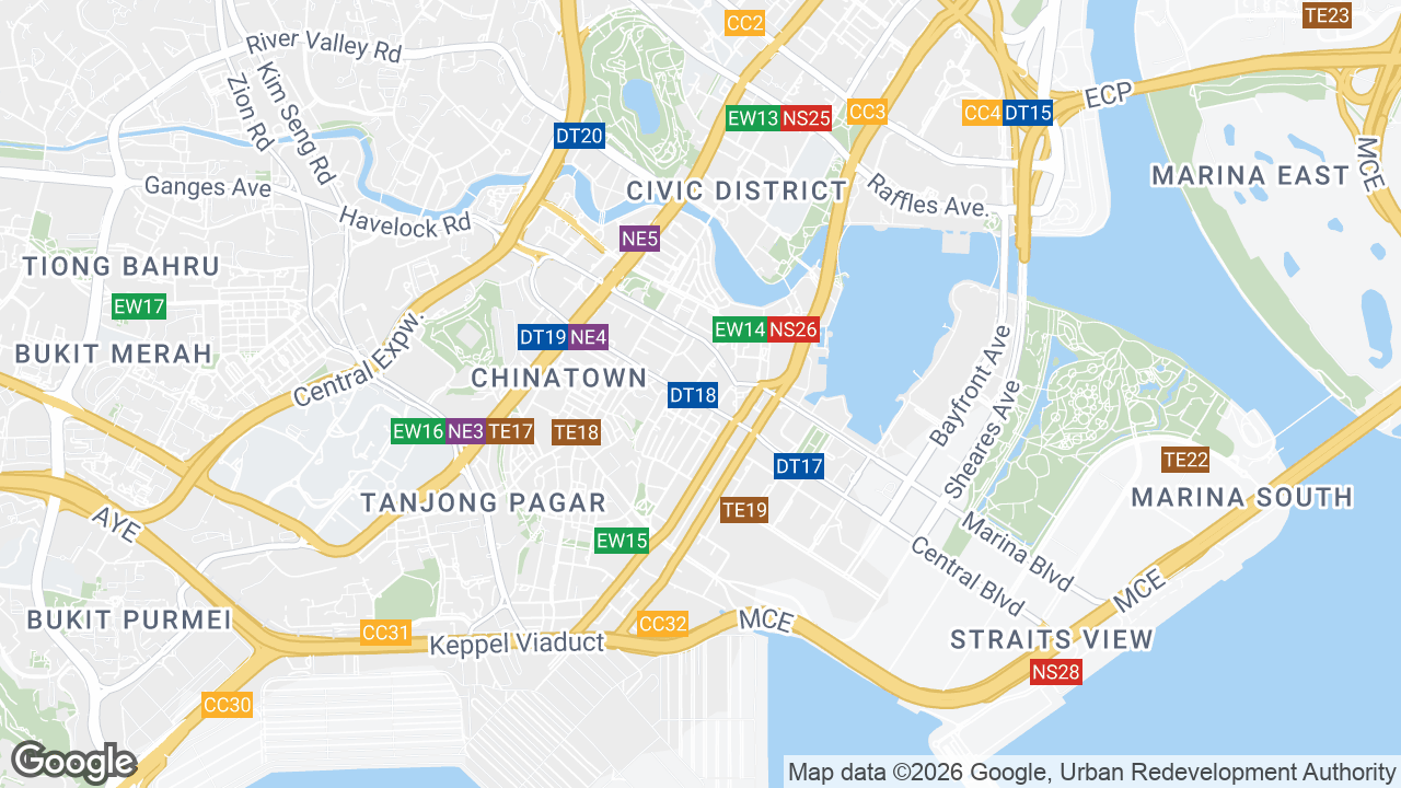 Map showing where Manulife Tower, Raffles Place, Singapore is