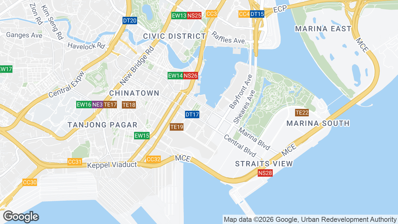 Map showing where Marina Bay Financial Centre 2, Raffles Place, Singapore is