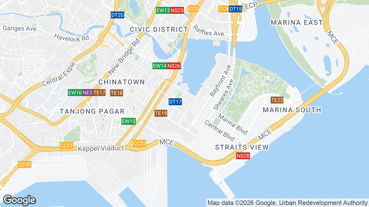 Map showing where Marina Bay Financial Centre Tower 3, Raffles Place, Singapore is