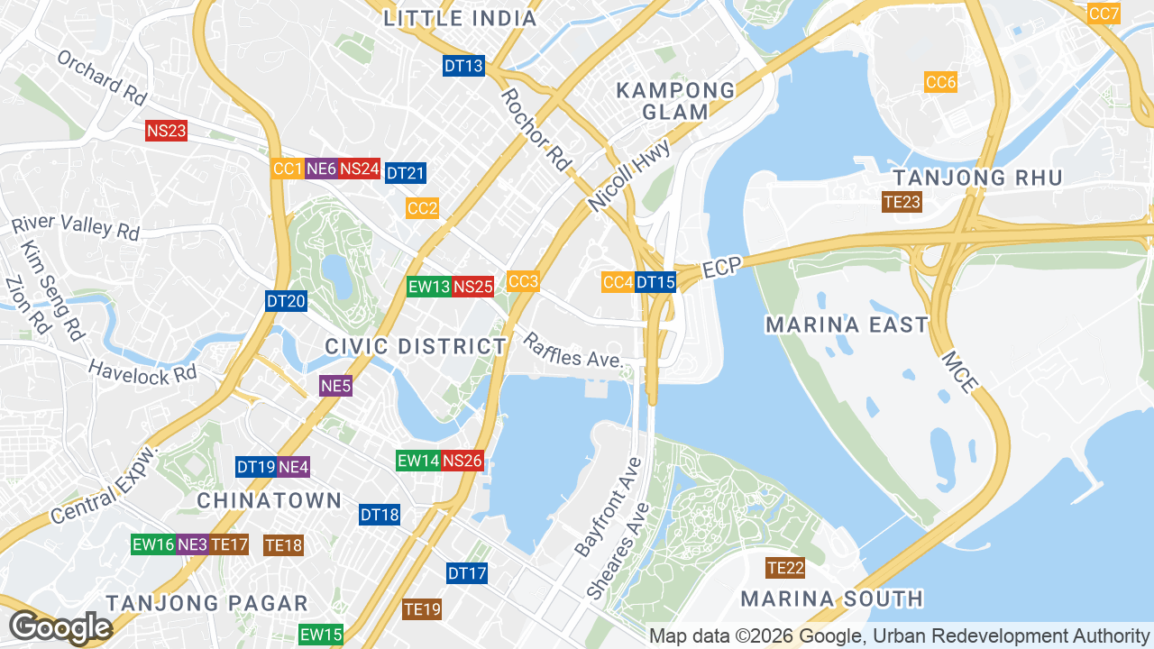 Map showing where Marina Square, City Hall, Singapore is