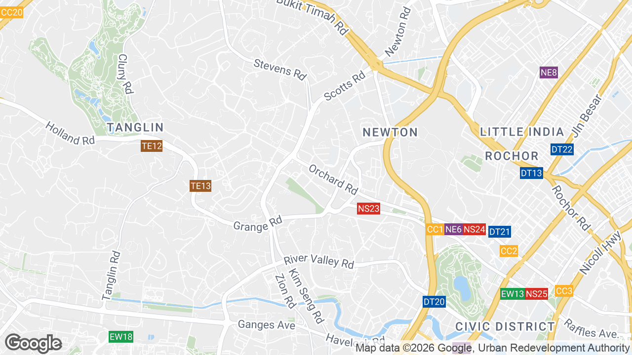 Map showing where Ngee Ann City, Orchard, Singapore is