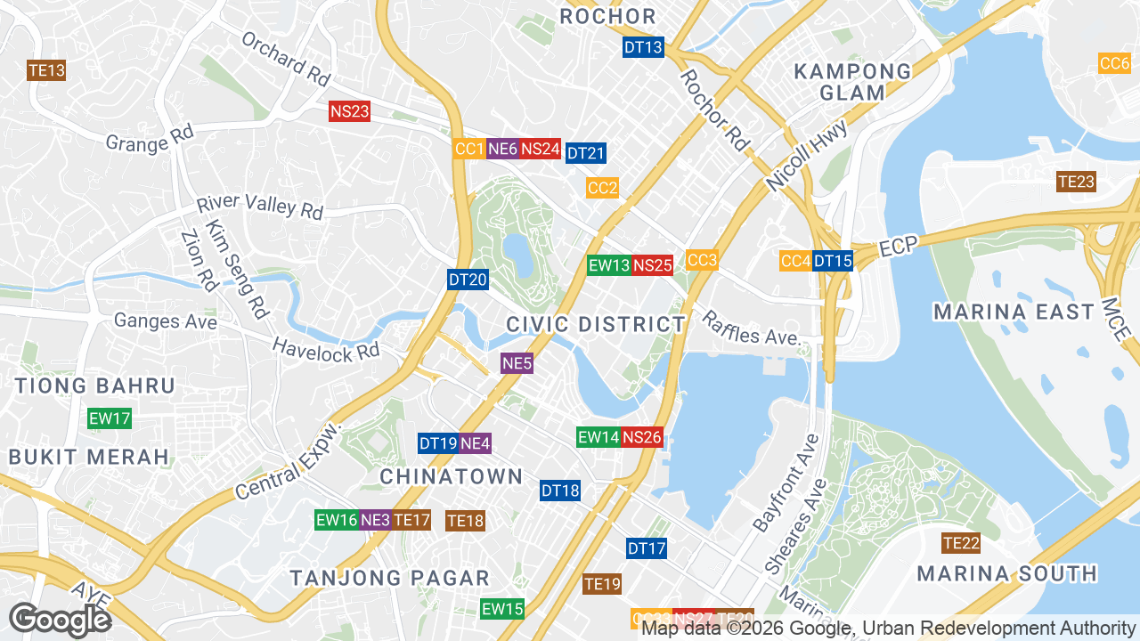 Map showing where North Bridge, City Hall, Singapore is