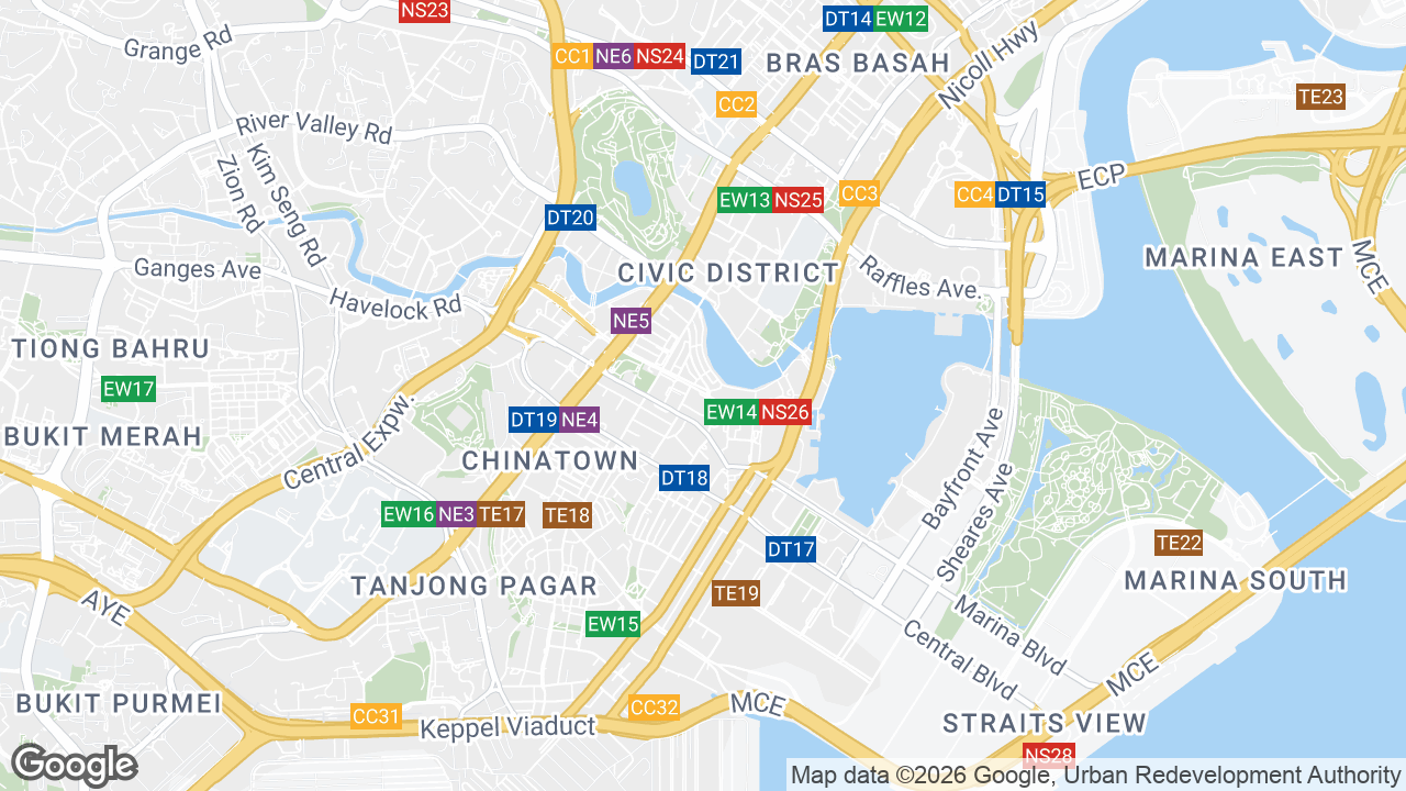 Map showing where OCBC Centre, Raffles Place, Singapore is