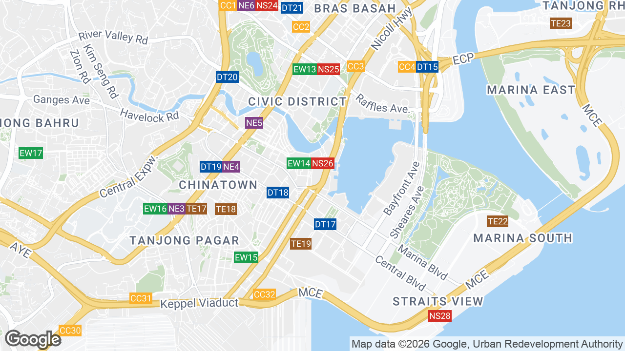 Map showing where Ocean Financial Centre, Clarke Quay, Singapore is
