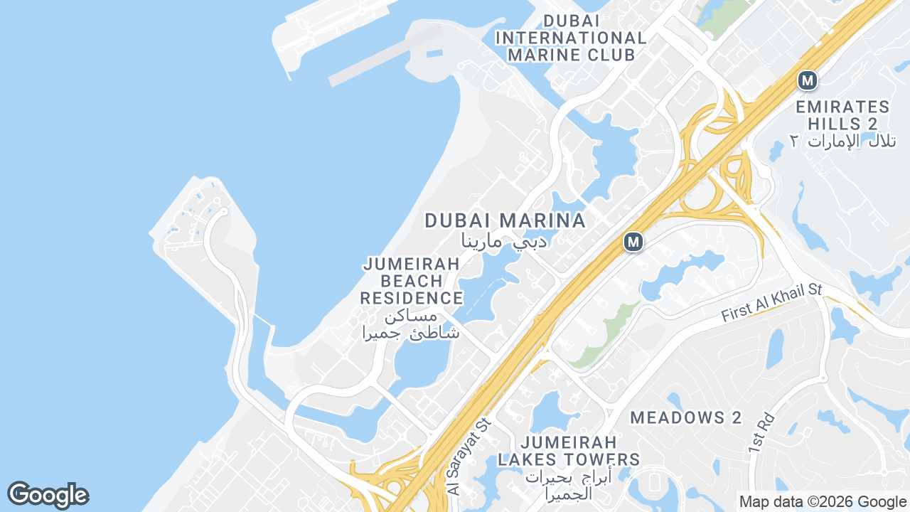 Map showing where Al Fattan Hub, Dubai Marina, Dubai is