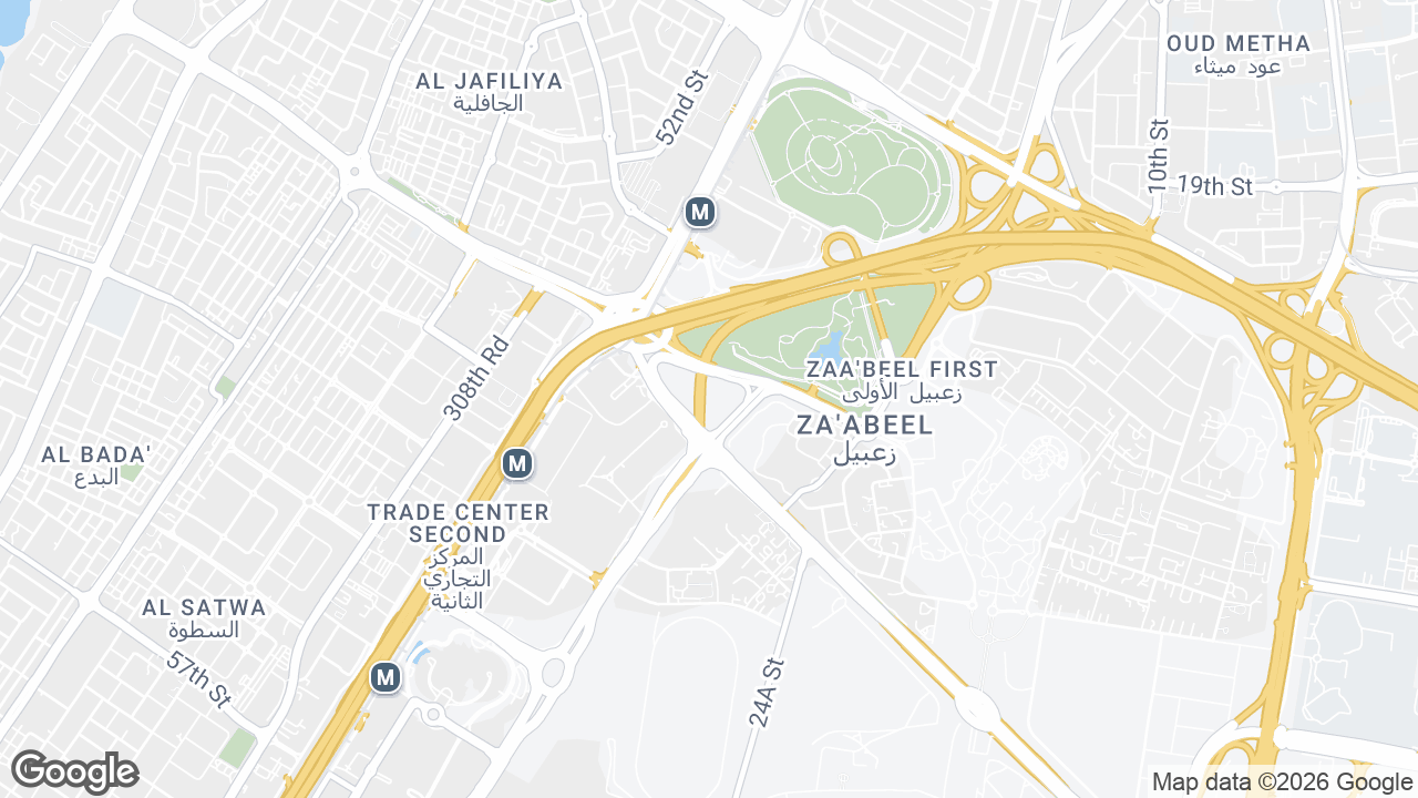 Map showing where One Zaabeel, Sheikh Zayed Road & DWTC, Dubai is