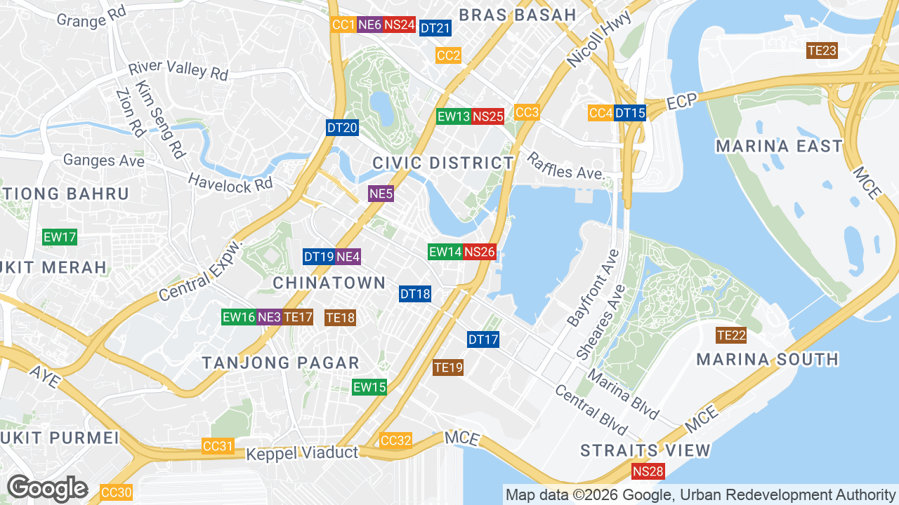 Map showing where One Mall, Raffles Place, Singapore is