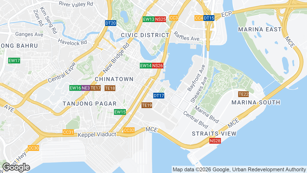 Map showing where One Raffles Quay North Tower, Clarke Quay, Singapore is