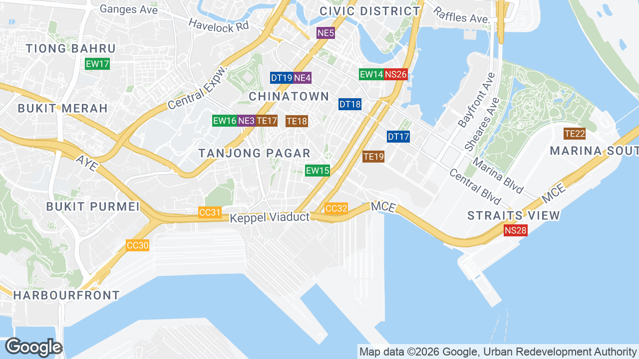 Map showing where International Plaza, Tanjong Pagar, Singapore is