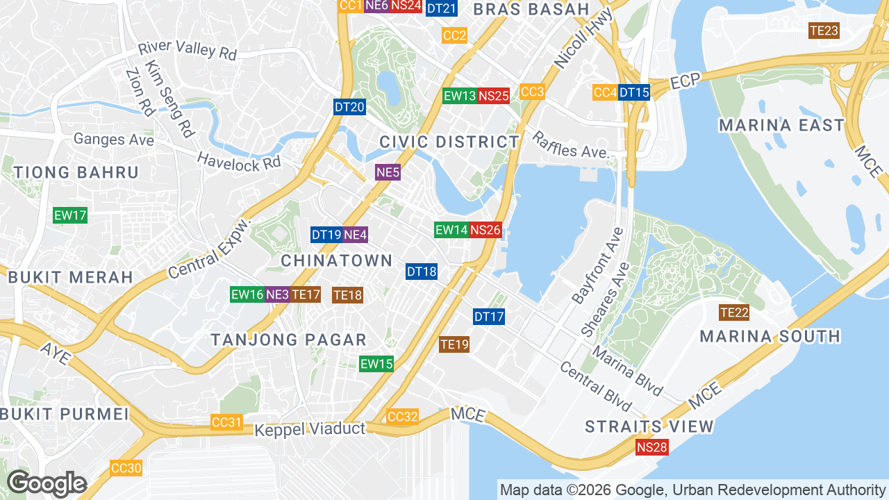 Map showing where Plus Building, Telok Ayer, Singapore is