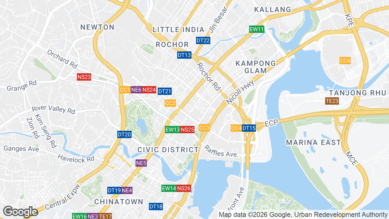 Map showing where Raffles Arcade, Bugis, Singapore is