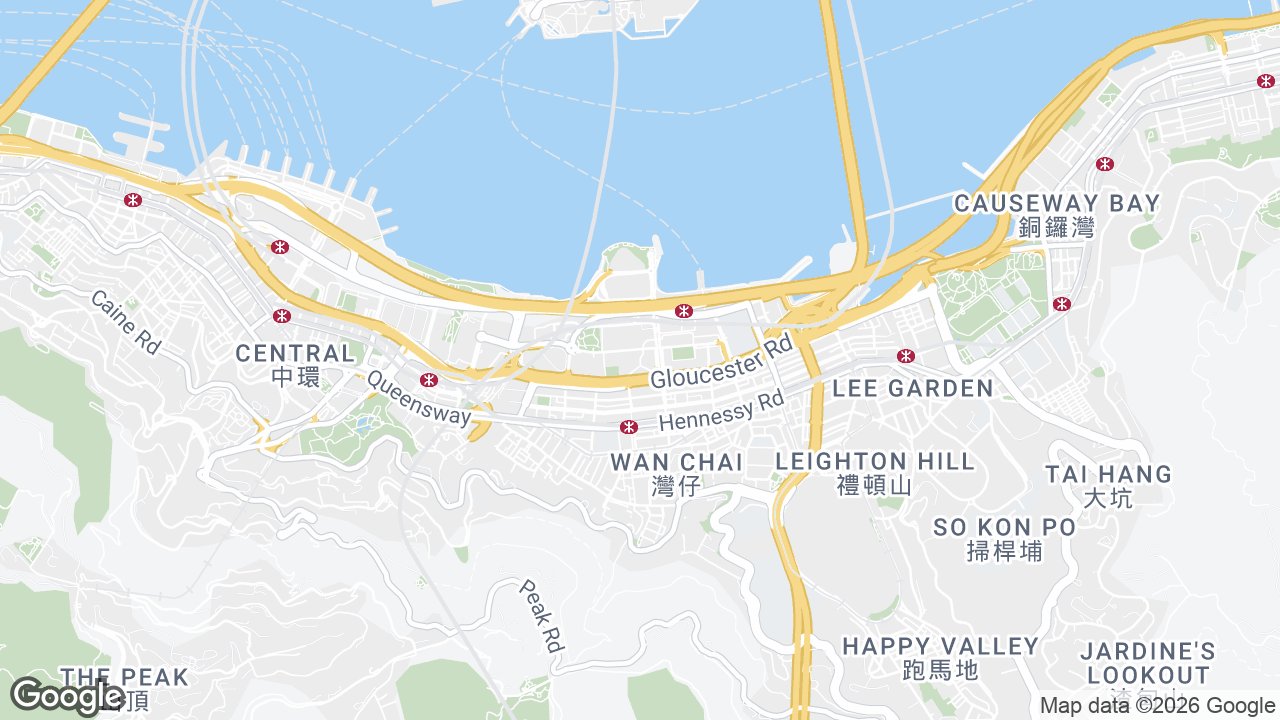Map showing where Central Plaza, Wan Chai, Hong Kong is