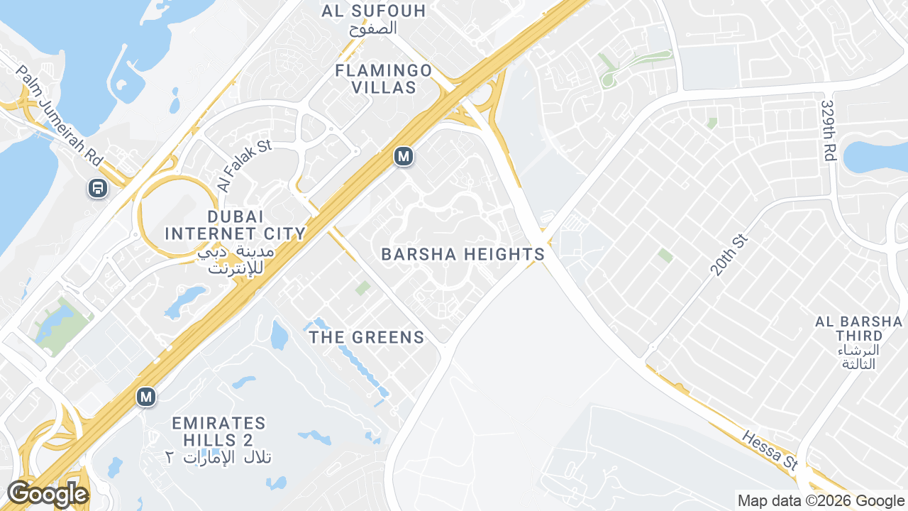 Map showing where Damac Smart Heights, Barsha Heights, Dubai is