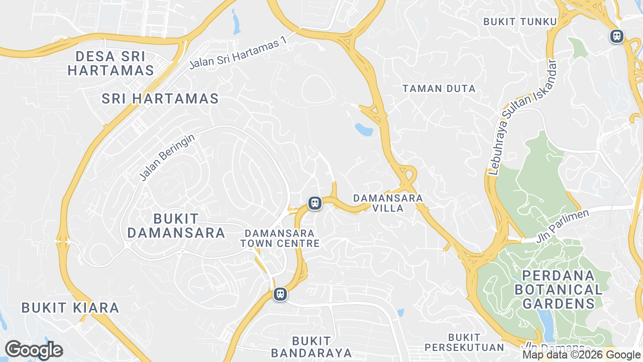 Map showing where Menara Dungun, Damansara Heights & TTDI, Kuala Lumpur is