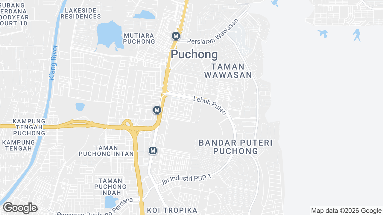 Map showing where Puchong Financial Corporate Centre, Petaling Jaya & Selangor, Kuala Lumpur is