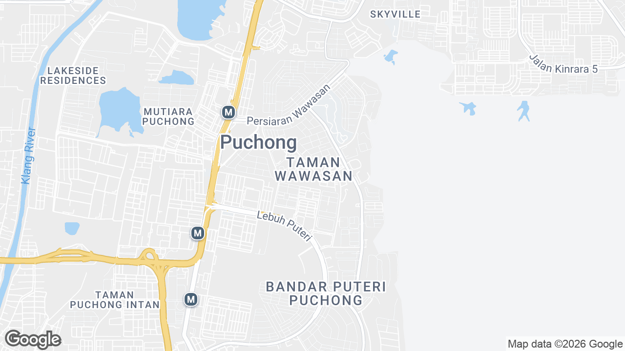 Map showing where SetiaWalk, Petaling Jaya & Selangor, Kuala Lumpur is