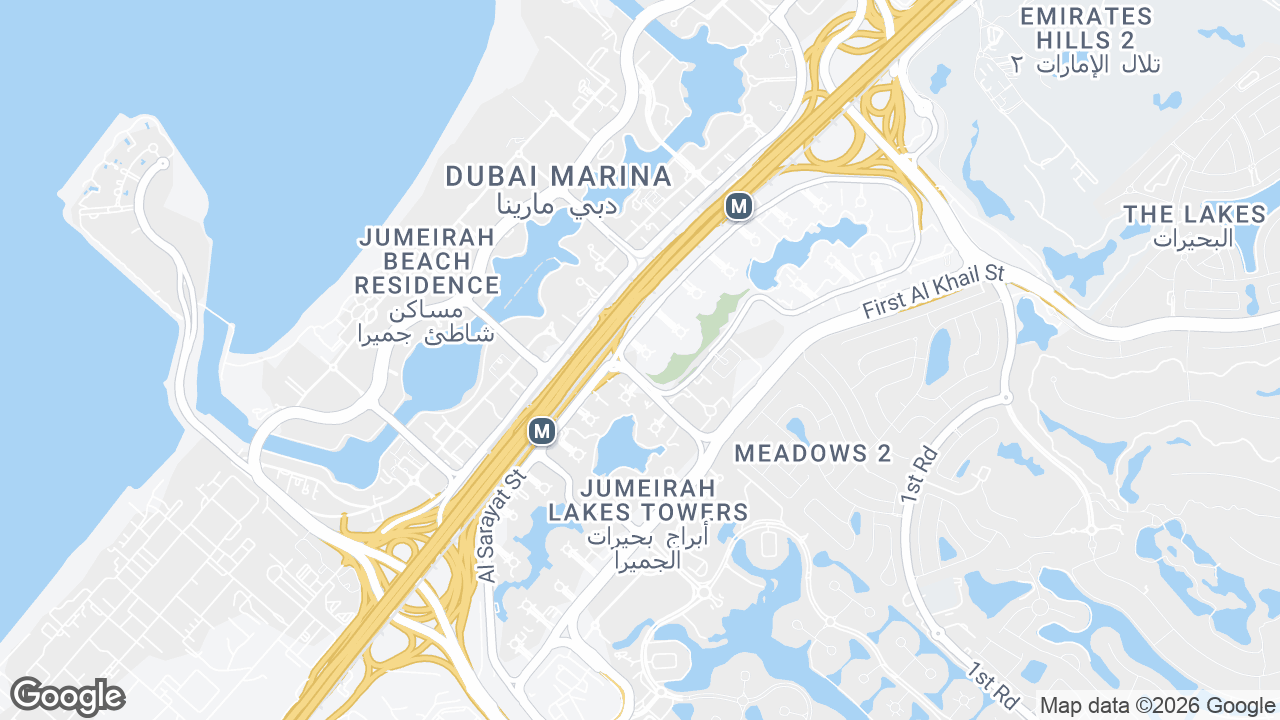 Map showing where Reef Tower, JLT, Dubai is