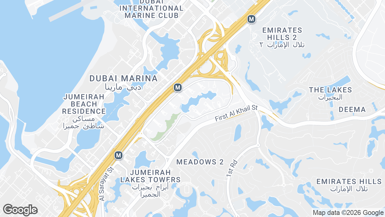 Map showing where Tiffany Tower, JLT, Dubai is