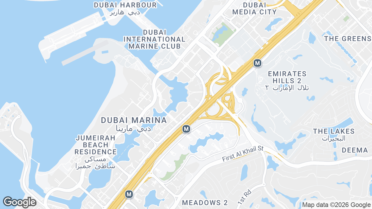 Map showing where Al Habtoor, Dubai Marina, Dubai is