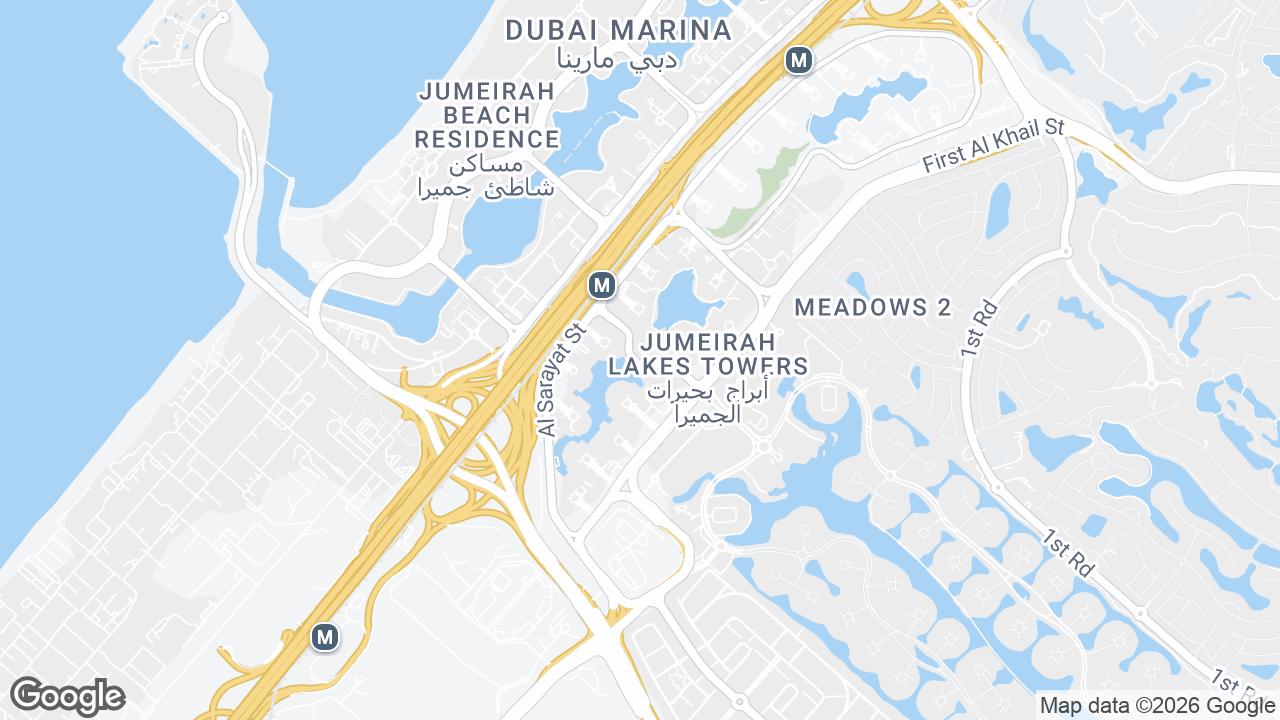 Map showing where Almas Tower, JLT, Dubai is
