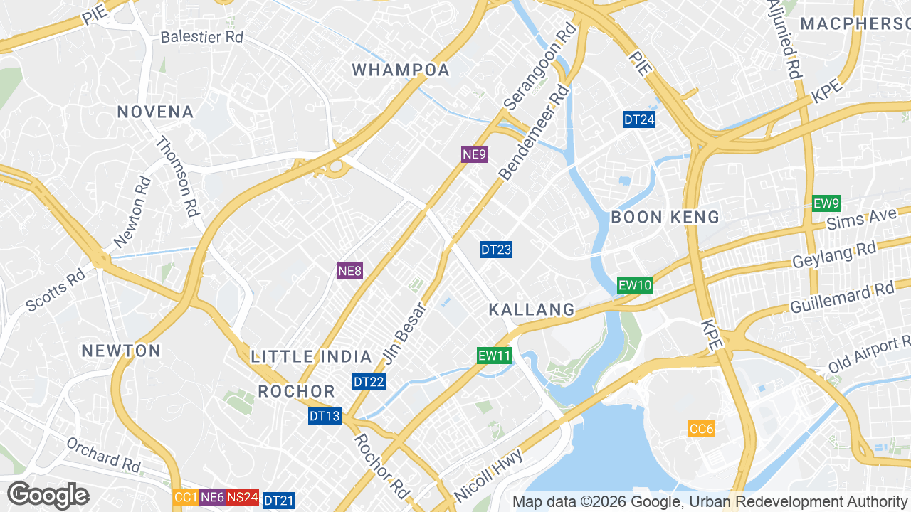 Map showing where Lavender, Rochor, Singapore is