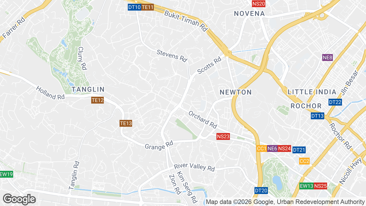 Map showing where Shaw Centre, Orchard, Singapore is