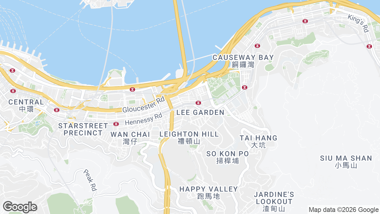 Map showing where Hysan Place, Causeway Bay, Hong Kong is