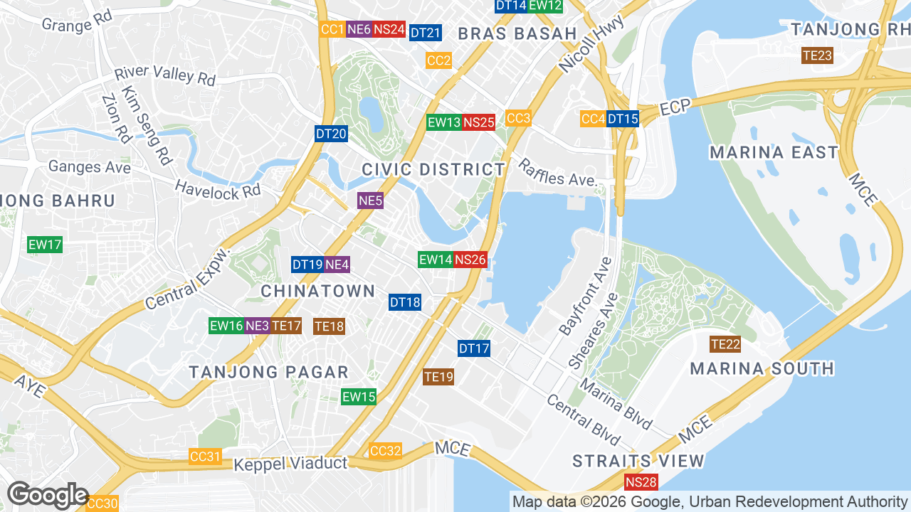 Map showing where Singapore Land Tower, Raffles Place, Singapore is