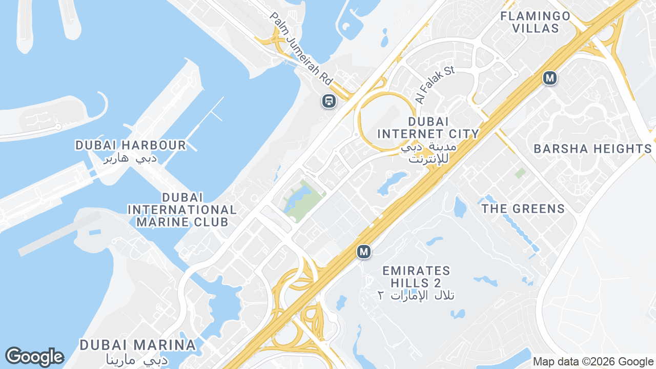 Map showing where Spaces Media City, Media & Internet City, Dubai is