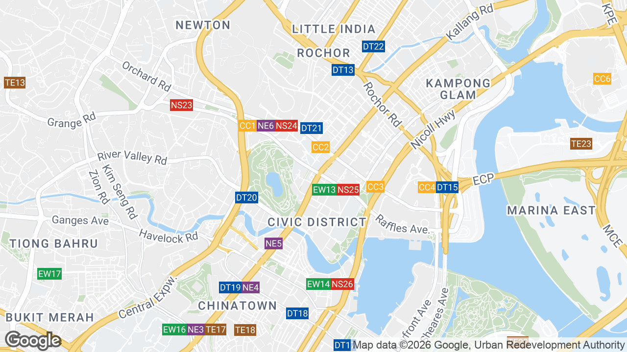 Map showing where Stamford Place, City Hall, Singapore is