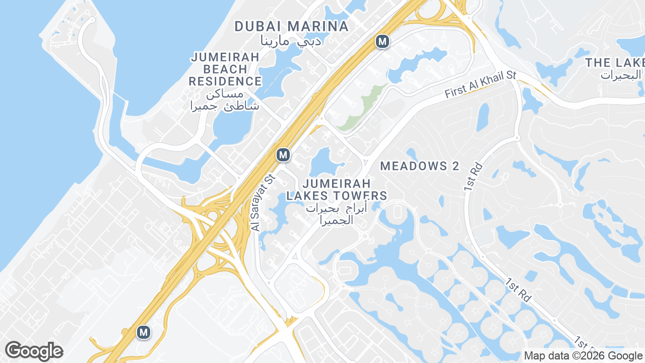 Map showing where Platinum Tower, JLT, Dubai is