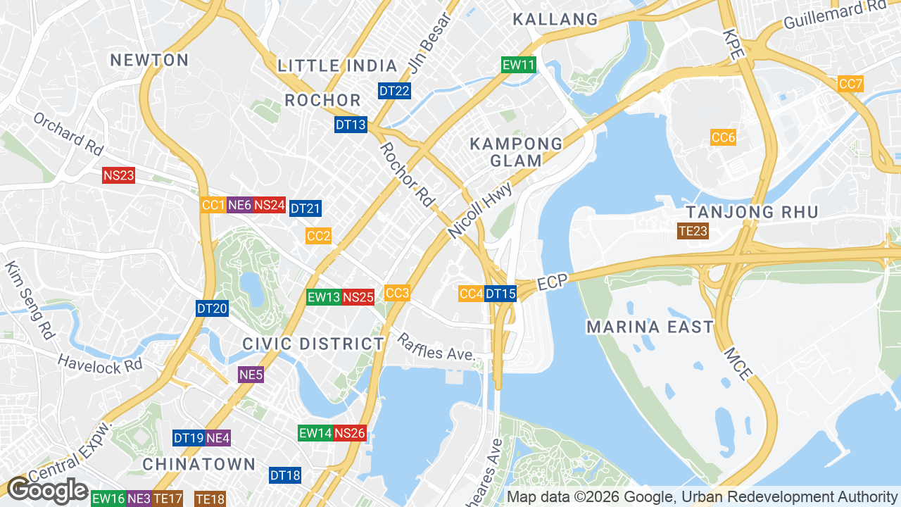Map showing where Suntec City Tower 2, Marina Bay, Singapore is