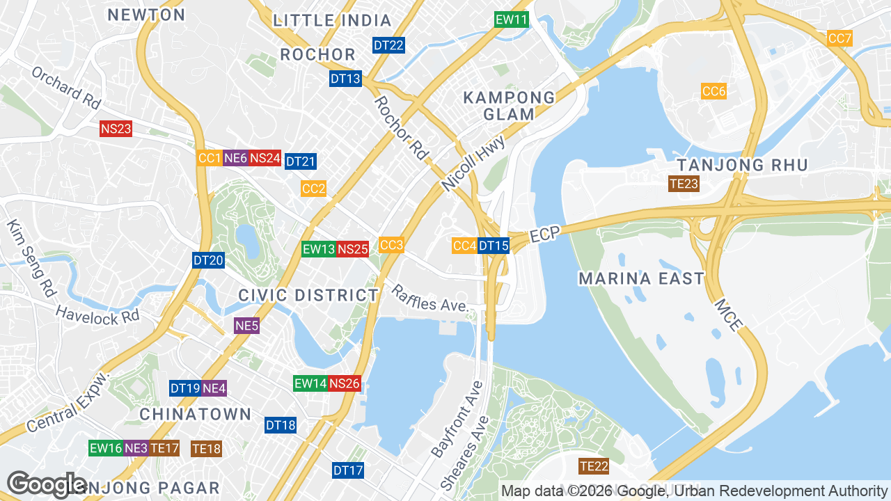 Map showing where Suntec Tower 5, Bugis, Singapore is