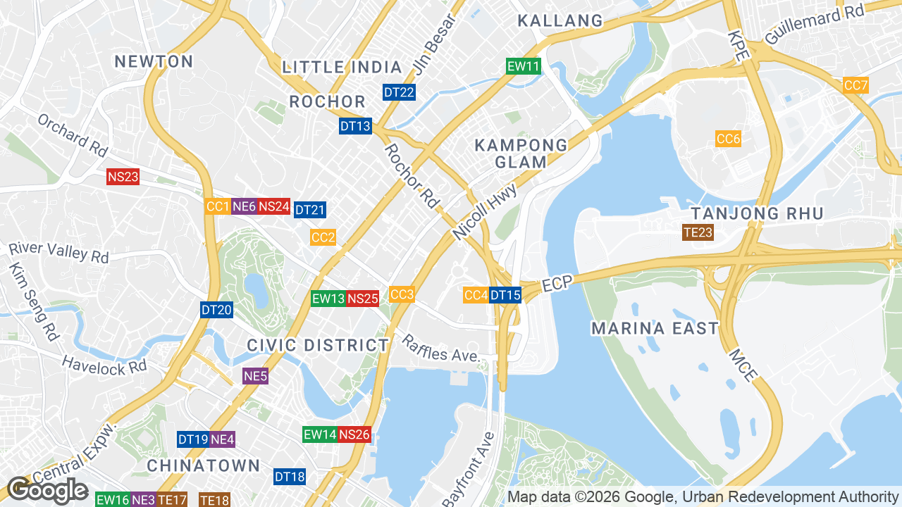 Map showing where Suntec Tower One Centennial, Bugis, Singapore is