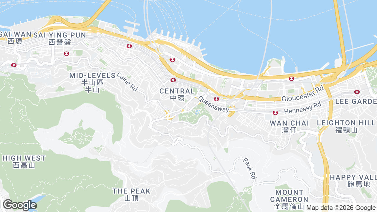 Map showing where Three Garden Road, Central, Hong Kong is