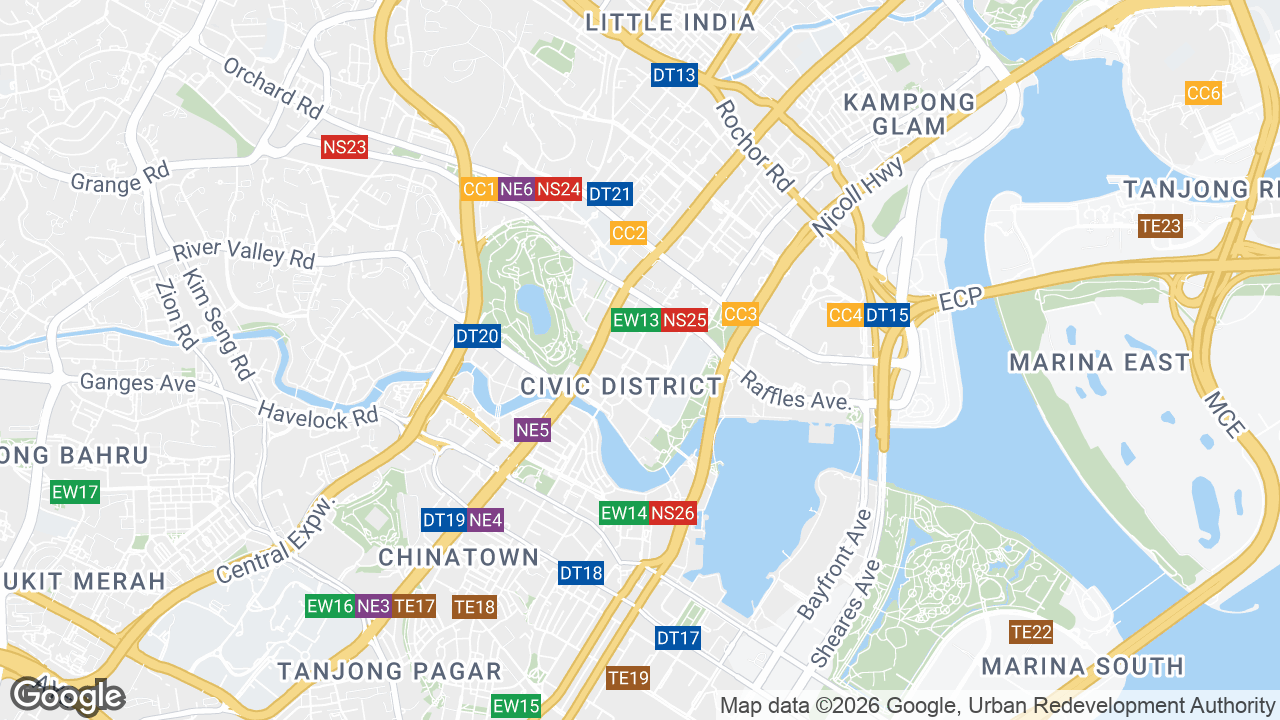 Map showing where The Adelphi, City Hall, Singapore is
