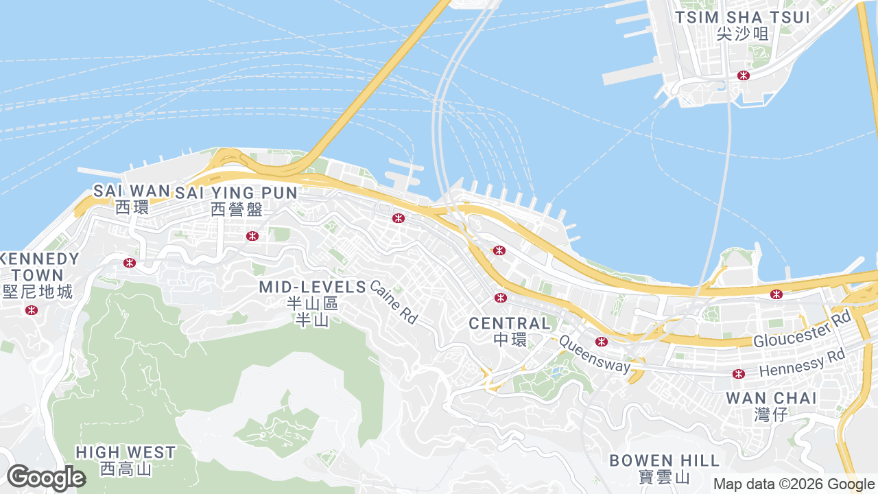 Map showing where The Center, Central, Hong Kong is