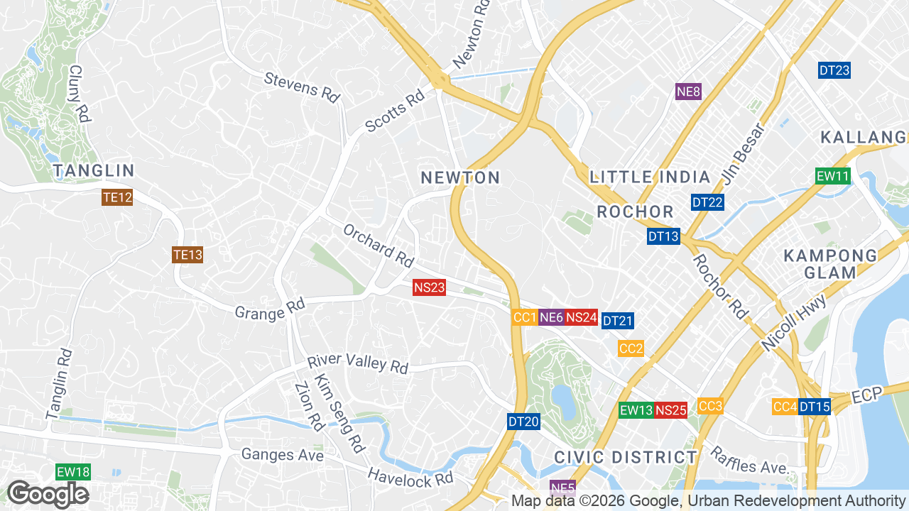 Map showing where The Centrepoint, Orchard, Singapore is