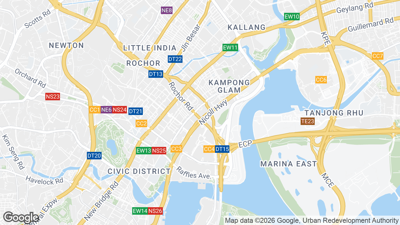 Map showing where Gateway West, Bugis, Singapore is