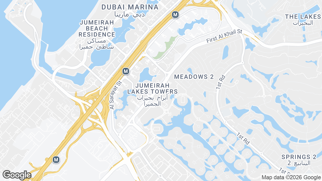 Map showing where Mazaya Business Center, JLT, Dubai is