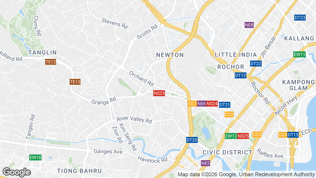 Map showing where Tripleone, Orchard, Singapore is