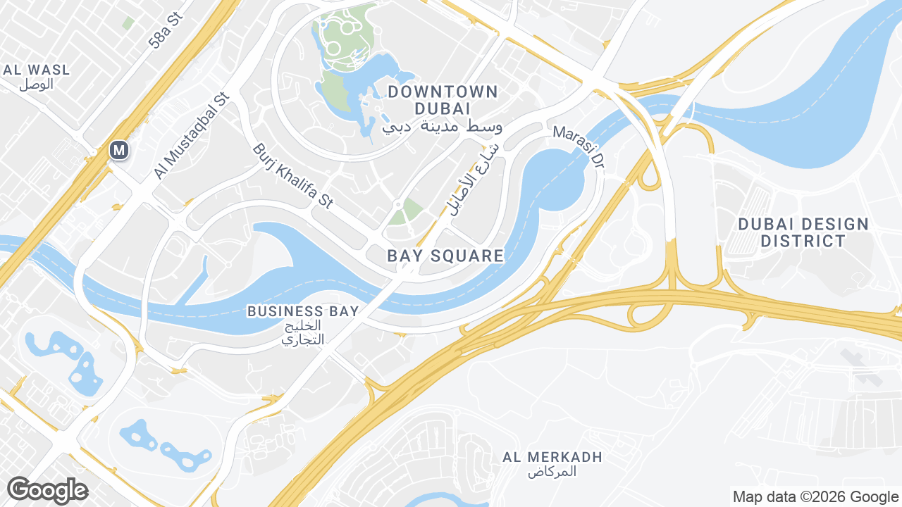 Map showing where Bay Square, Business Bay, Dubai is
